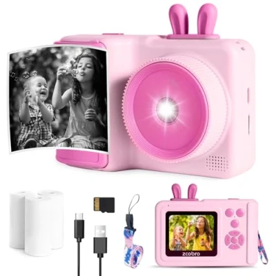Afbeelding van instant Printcamera voor kinderen, 1080p camera kinderen die foto&#039;s afdrukken, digitale videocamera, kerstcadeau, verjaardagscadeau,