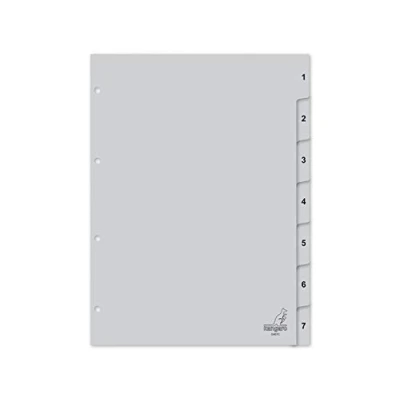 Afbeelding van Kangaro tabbladen A4 PP 120 micron grijs 4 gaats 7 delig cijfers G407C