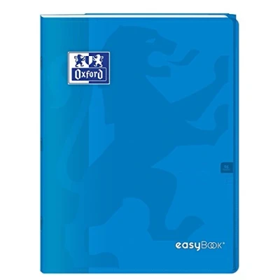 Afbeelding van Oxford EasyBook Notitieboek, geniet, 24 x 32 cm, 96 pagina&#039;s, grote ruiten, 90 g, omslag van polypropyleen, blauw met hoezen