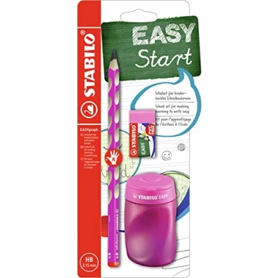 Afbeelding van STABILO school set EASYgraph voor rechtshandige kinderen (potlood + slijper gom) roze assortiment