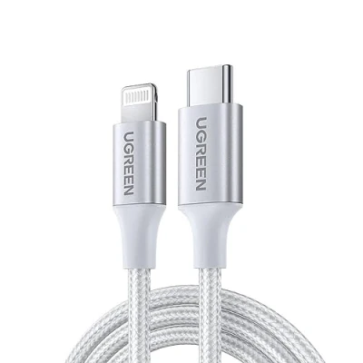 Afbeelding van UGREEN USB C Lightning Kabel MFi Gecertificeerd Nylon PD Oplader Cable Voor iPhone 12/12 Mini/ 12 Pro/ Pro Max/SE/ 11/11 Pro/X/XR/XS MAX/ 8/8 Plus, enz. (1Meter)