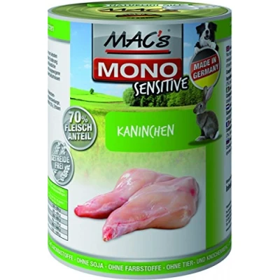 Afbeelding van MAC’s Hondenvoer Natvoer Blik Mono Sensitive Konijn 6 x 400g