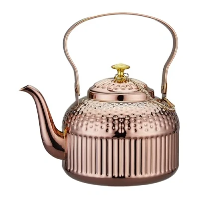 Afbeelding van SANQIAHOME 1200ml roestvrijstalen theepot met retro stijl theezeef,Koper
