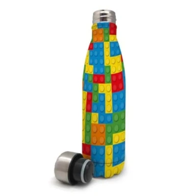 Image de NERTHUS FIH 459 Bouteille Isotherme Double paroi, Acier Inoxydable, Blocs Multicolores, 27 x 7 cm, 500 ML