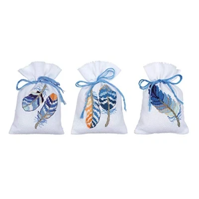 Afbeelding van Kruidenzakje kit Blauwe pluimpjes set van 3 Vervaco PN 0170243