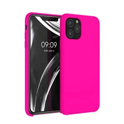 Afbeelding van kwmobile telefoonhoesje geschikt voor Apple iPhone 11 Pro Hoesje met siliconen coating Smartphone case in neon roze