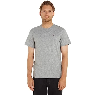 Image de Tommy Hilfiger Jeans T shirt à manches courtes en jersey pour homme, Gris, S