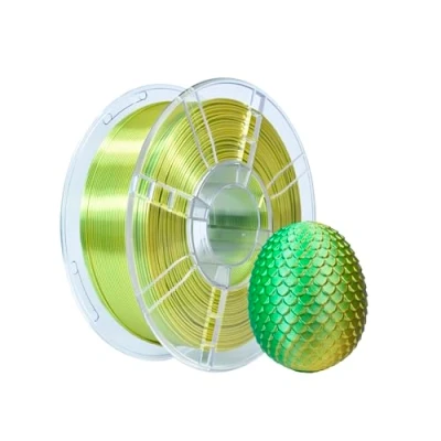 Afbeelding van iBOSS PLA filament voor 3D printers, 1,75 mm, tweekleurig zijdefilament, coëxtrusie, printfilament, glanzend, 1 kg, tweekleurig, geel groen