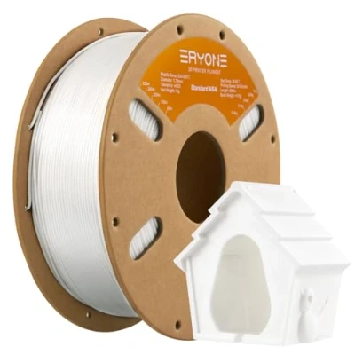 Afbeelding van ERYONE ASA Filament 1,75 mm +/ 0,03 mm, 3D printerfilament Perfect voor Printing Outdoor functionele onderdelen, 1 kg/spoel, wit