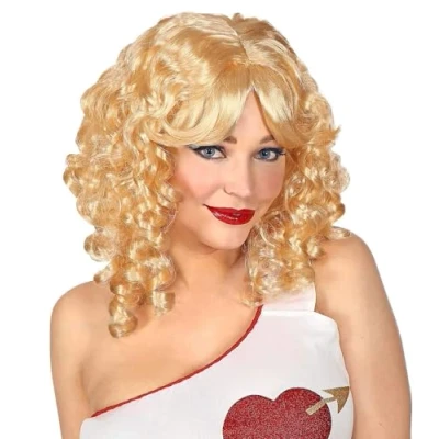 Afbeelding van Widmann 00639 Engelpruik voor dames, blond, krullend, Kerstmis, carnaval, themafeest