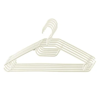 Afbeelding van KADAX 5 stuks kleerhangers van kunststof, 360 graden draaibare haken, getande schouders, broekstang, ruimtebesparend, antislip, voor overhemd, broek, rok, jas, crème