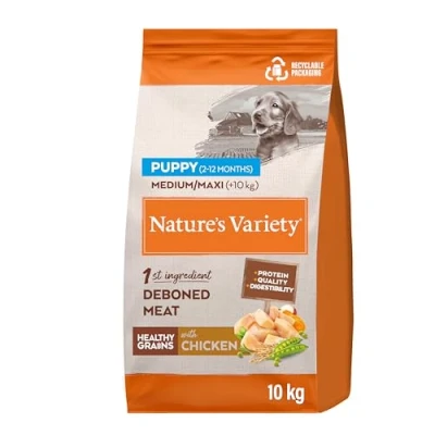 Afbeelding van 10kg Nature&#039;s Variety Healthy Grains Puppy Medium/Maxi Kip droog hondenvoer