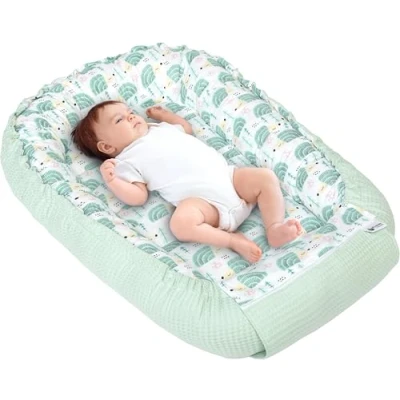 Image de Medi Partners Reducteur de Lit Bebe Réducteur Bébé 100x60x15cm Cocon et Naissance couffin Nid d&#039;ange 100% Coton Gaufre (Hérissons avec Mint)