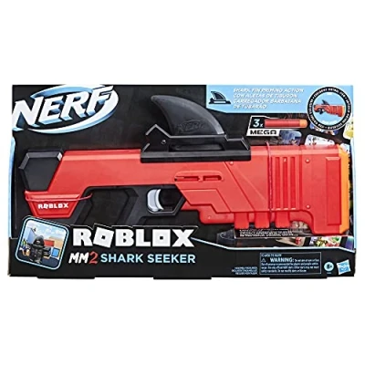 Afbeelding van Nerf F2489EU4 Roblox MM2 Seeker Blaster, Shark Fin Action, 3 Mega Darts, Code to Unlock a Virtual in Game Item