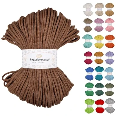 Afbeelding van Katoenen koord gevlochten 5 mm, 100 m 46 kleuren Voor macramé Sznurkomania (salie)