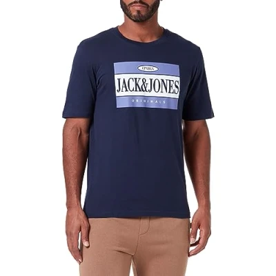 Afbeelding van Jack &amp; Jones CREW NECK Tshirt print, Heren, Maat: Small, Navy blazer
