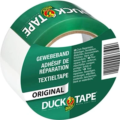 Image de DUCK TAPE 106 05 Ruban adhésif en tissu d&#039;origine Avec surface imperméable blindé extra fort pour l&#039;intérieur et l&#039;extérieur 50 mm x 25 m Blanc
