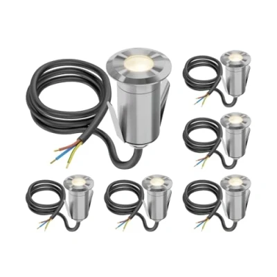 Afbeelding van ledscom.de 6 stuks GLOX led inbouwlampen voor buiten, IP67, aluminium, rond, 35 mm Ø, warm wit, mat