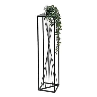 Afbeelding van DanDiBo Bloemenkruk rechthoekig zwart metaal 70 100 cm bloemenstandaard modern design