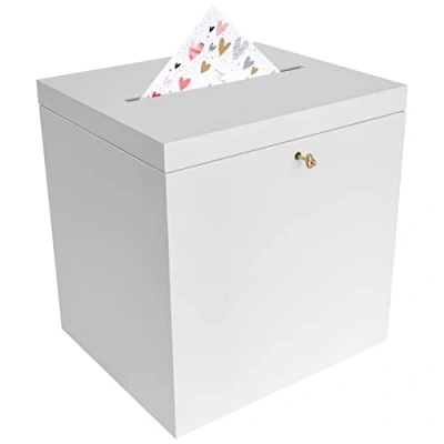 Afbeelding van Creative Deco Bruiloft Houten Doos voor Kaarten 29 x 25 15 cm Met Deksel, Sluiting Sieraden Kist Kerst, Kerstmis Cadeau