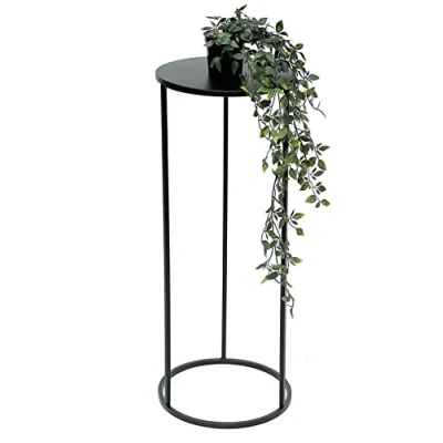 Afbeelding van DanDiBo 96316 Bloemenkruk, rond, metaal, zwart, 50 70 cm, bijzettafel, moderne bloemenzuil, plantenstandaard, cm