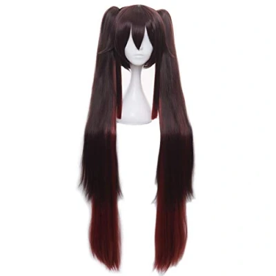Afbeelding van HIROAKIYA Hu Tao Wig, Genshin Impact Cosplay Wig with Clip Ponytail &amp; Cap