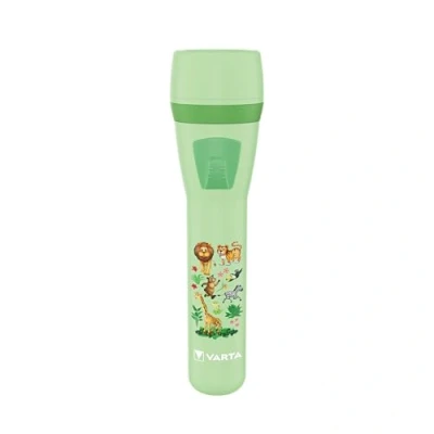 Afbeelding van VARTA Kinderzaklamp met 2 AA batterijen Kleine zaklamp voor kinderen Jungle design dieren Groen
