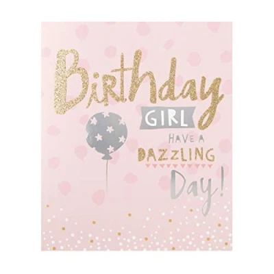 Afbeelding van Hallmark Verjaardagskaart voor meisjes grappig glitterpatroon en aluminiumfolie