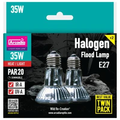 Afbeelding van Arcadia Halogen Basking Spot Twin Pack Verwarming 35 Watt E27