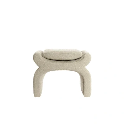Afbeelding van Nafya poef 60x46x46 cm bouclé taupe