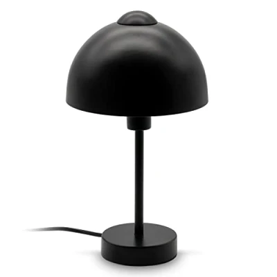Afbeelding van B.K.Licht Tafellamp zwart met E14 fitting retro metaal Ø18cm