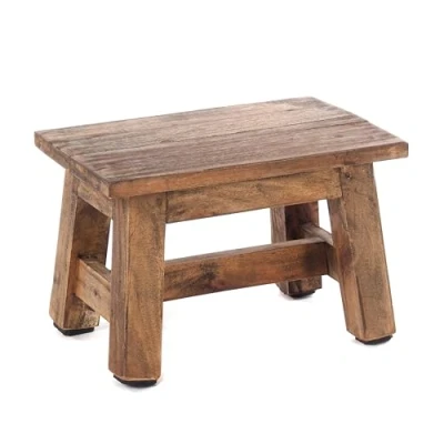 Afbeelding van DESIGN DELIGHTS Monte houten kruk, 30 x 20 21 cm (b d h), massief mahoniehout, rustieke kruk voor bloemen en planten, bijzetkruk, decoratieve kleur: 09 Voodoo,
