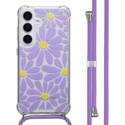 Afbeelding van imoshion Design hoesje met koord voor de Samsung Galaxy S25 Tropical Violet Flowers Connect