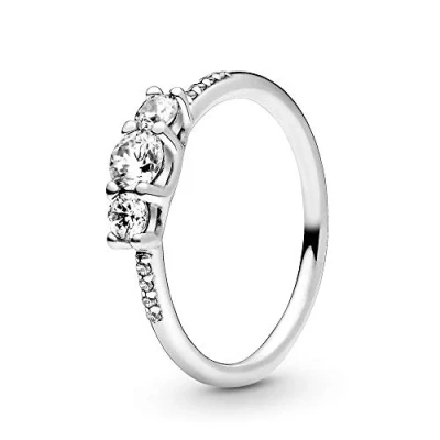 Afbeelding van Pandora Timeless Damesring van sterling zilver met drie transparante stenen, Metaal, Zirkonia