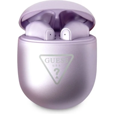 Afbeelding van Guess True Wireless Triangle Logo TWS Bluetooth In ear Oordopjes Paars