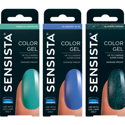 Afbeelding van Sensista Wavy Wonders Set Color Gel Gellak Voordeelset Blauw Groen nagellak voor LED lamp 3 stuks