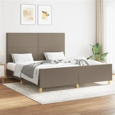 Afbeelding van vidaXL Bedframe met hoofdbord stof taupe 160x200 cm