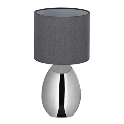 Afbeelding van Relaxdays nachtlampje volwassenen touch tafellamp slaapkamer E14 schemerlamp zilver