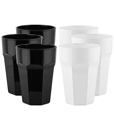 Afbeelding van Tuimelaars Glazen Set Waterglazen Bekers Tall Milkshake Drinken Glas Sap Smoothie Iced Coffee and Tea Glass Collectie Gigi Zwart &amp; Wit 370 ML van 6 2 kleuren