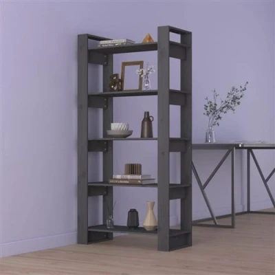 Afbeelding van Boekenkast/kamerscherm 80x35x160 cm massief hout grijs
