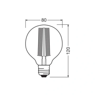 Afbeelding van OSRAM LED Vintage 1906, G80, E27, 11 W, grijs, 1.800 K, dimbaar.