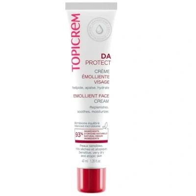 Image de Topicrem DA PROTECT Crème Émolliente Visage Hydratante, Relipide, Nourrit et Apaise Soin pour Peaux Sensibles, Sèches, Atopiques, Adultes Fabrication Française 40 ml