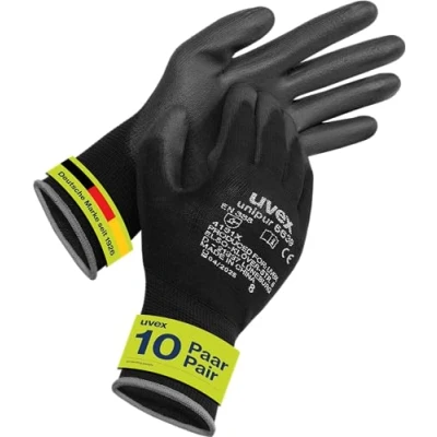 Afbeelding van Uvex 10 paar unipur 6639 werkhandschoenen, beschermende handschoenen voor het werk, EN 388, zwart/grijs, 11/XXL