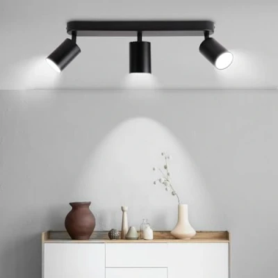 Afbeelding van CANMEIJIA LED Plafondspot GU10 Plafondlamp 3 Vlam Rechthoekige Lamp Woonkamer Draaibaar 350 Geschikt Voor Woonkamer/Keuken/Gang Zwart