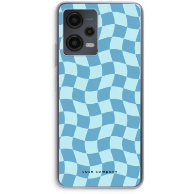 Afbeelding van Case Company® hoesje geschikt voor Xiaomi Redmi Note 12 Grid Blauw Soft Cover Telefoonhoesje Bescherming aan alle Kanten en Schermrand