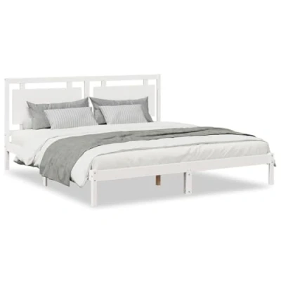 Afbeelding van vidaXL Bedframe extra lang zonder matras massief hout wit 180x210 cm