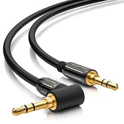 Afbeelding van deleyCON 5m Jackkabel 3,5mm AUX Kabel Stereo Audio Jackstekker 1x Hoek 90 voor PC Laptop Mobiele Telefoon Smartphone Tablet Auto HiFi Ontvanger Zwart