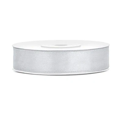 Afbeelding van Satijnen lint van polyester, strik en geschenkverpakking 6/12/25/38/50/100 mm x 25 m (maat 12 m, kleur: grijs)