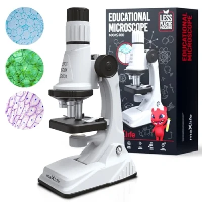Afbeelding van MaXlife, Kindermicroscoop met verstelbaar LED licht Draaivoet, Wit