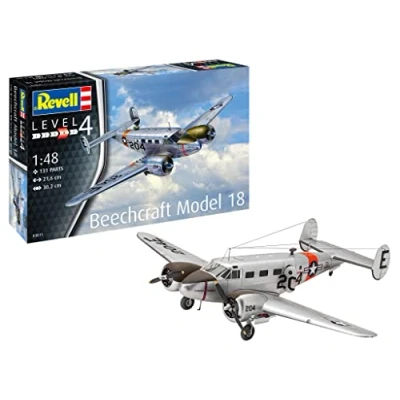 Afbeelding van 1:48 Revell 03811 Beechcraft Model 18 Plane Plastic Modelbouwpakket